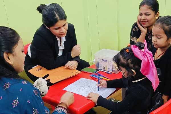 Children painting and doing craft work
