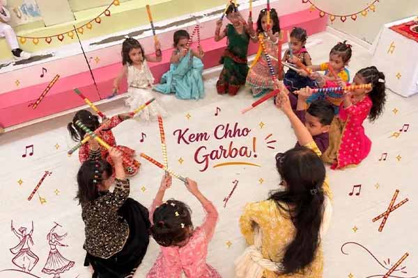 Children playing an interactive group learning game